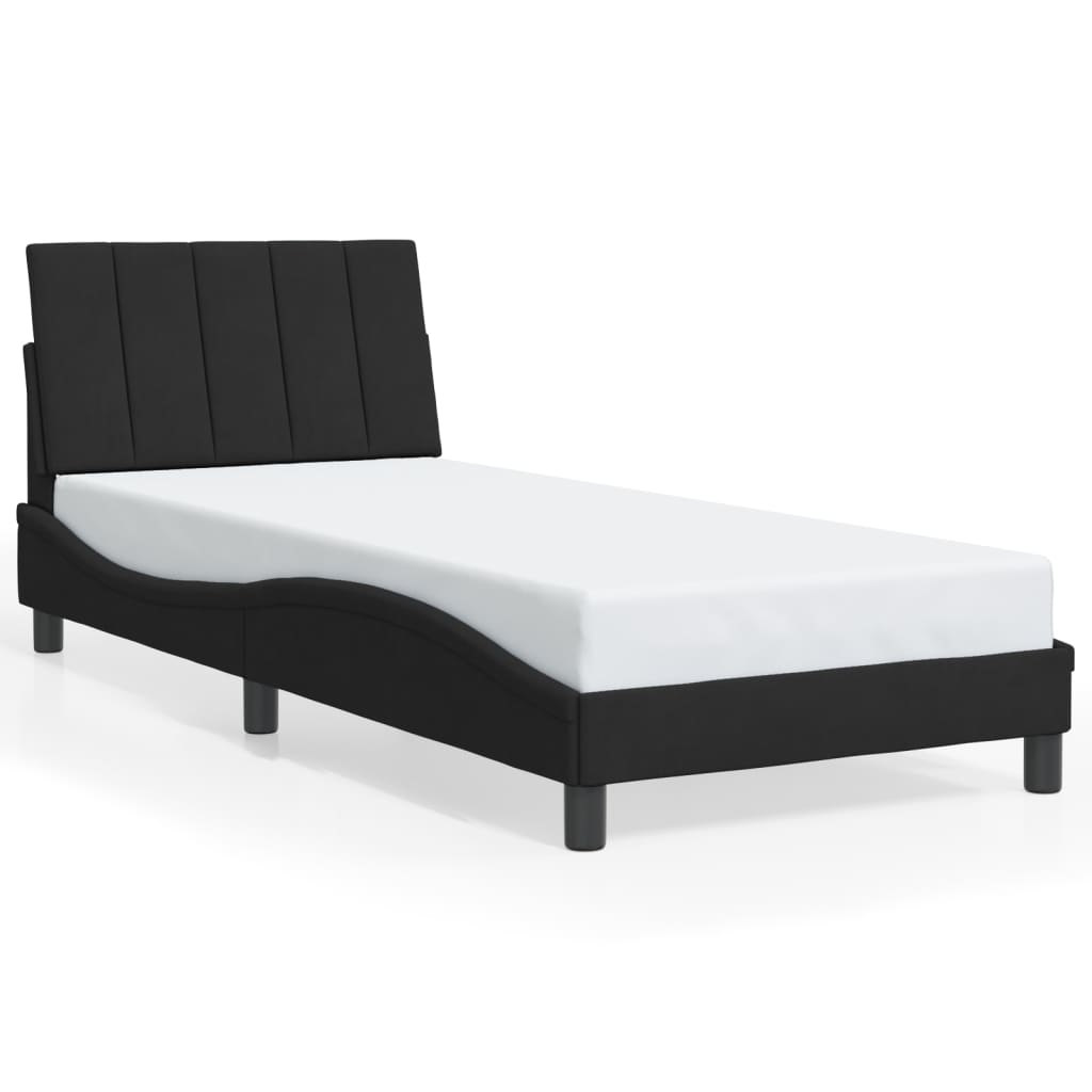 Cadre de lit avec LED sans matelas noir 80x200 cm velours