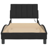 Cadre de lit avec LED sans matelas noir 90x190 cm velours