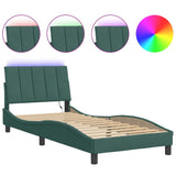 Cadre de lit avec LED sans matelas vert foncé 90x190 cm velours