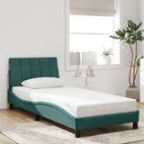 Cadre de lit avec LED sans matelas vert foncé 90x190 cm velours