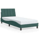 Cadre de lit avec LED sans matelas vert foncé 90x190 cm velours