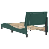 Cadre de lit avec LED sans matelas vert foncé 90x190 cm velours