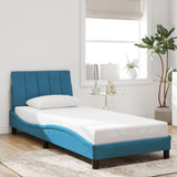 Cadre de lit avec LED sans matelas bleu 90x200 cm velours