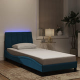 Cadre de lit avec LED sans matelas bleu 90x200 cm velours