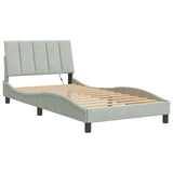 Cadre de lit avec LED sans matelas gris clair 100x200cm velours