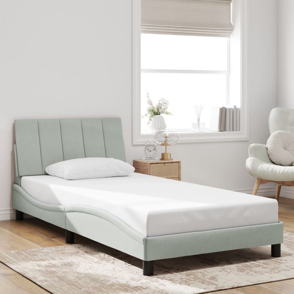 Cadre de lit avec LED sans matelas gris clair 100x200cm velours