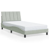 Cadre de lit avec LED sans matelas gris clair 100x200cm velours