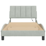 Cadre de lit avec LED sans matelas gris clair 100x200cm velours