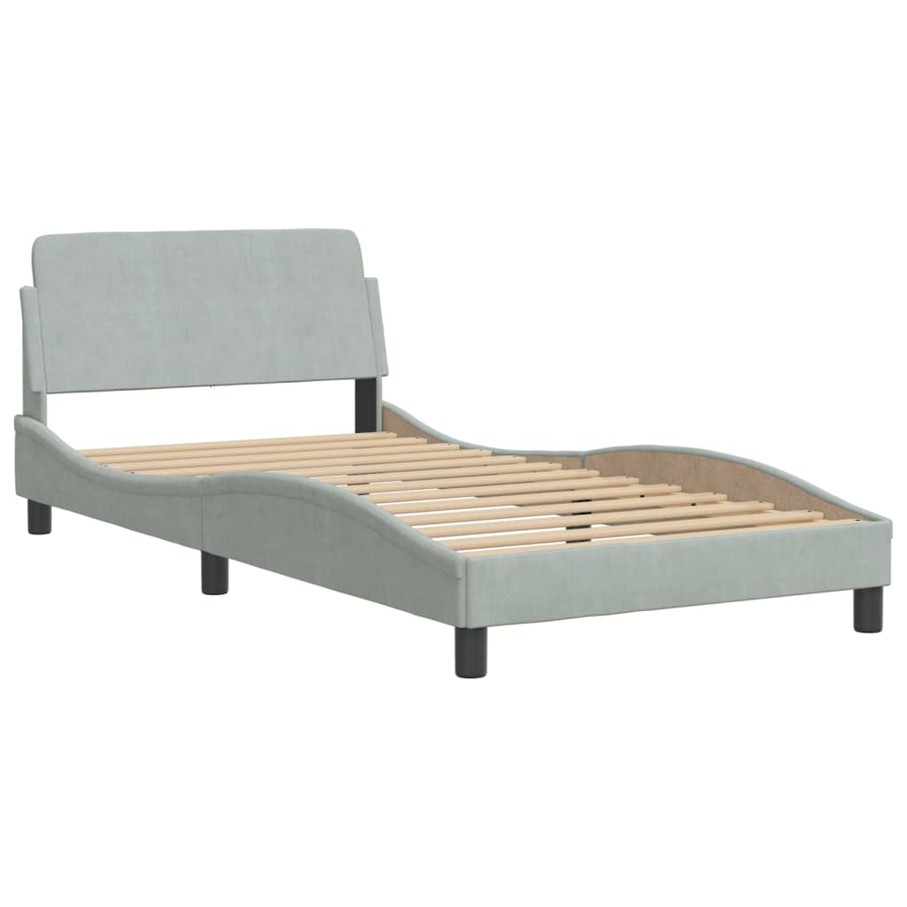 Cadre de lit avec LED sans matelas gris clair 100x200cm velours