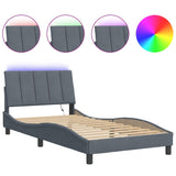 Cadre de lit avec LED sans matelas gris foncé 100x200cm velours