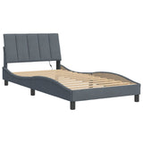 Cadre de lit avec LED sans matelas gris foncé 100x200cm velours