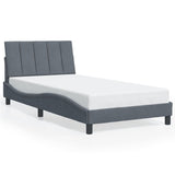 Cadre de lit avec LED sans matelas gris foncé 100x200cm velours