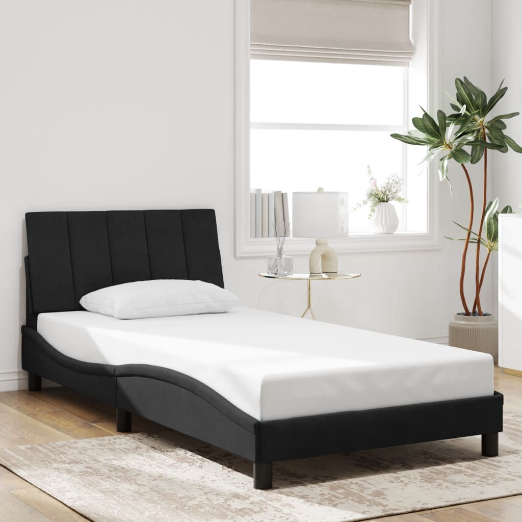 Cadre de lit avec LED sans matelas noir 100x200 cm velours