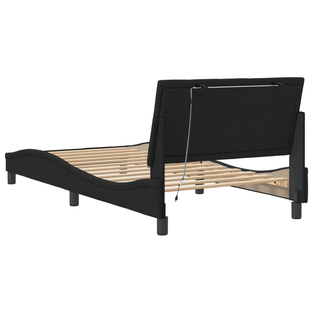 Cadre de lit avec LED sans matelas noir 100x200 cm velours