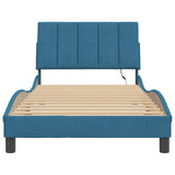 Cadre de lit avec LED sans matelas bleu 100x200 cm velours