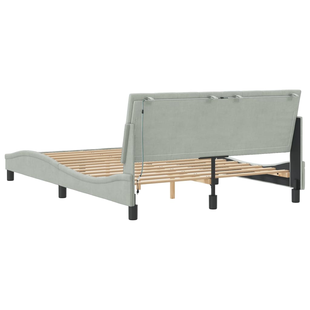 Cadre de lit avec LED sans matelas gris clair 120x200cm velours