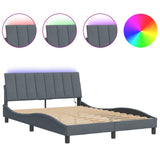 Cadre de lit avec LED sans matelas gris foncé 120x200cm velours