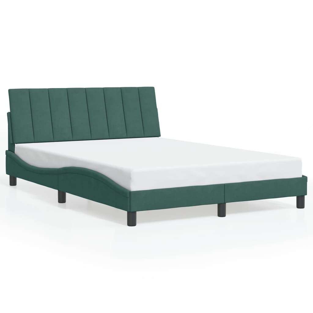 Cadre de lit avec LED sans matelas vert foncé 120x200cm velours