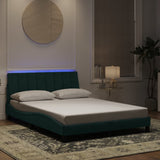 Cadre de lit avec LED sans matelas vert foncé 120x200cm velours