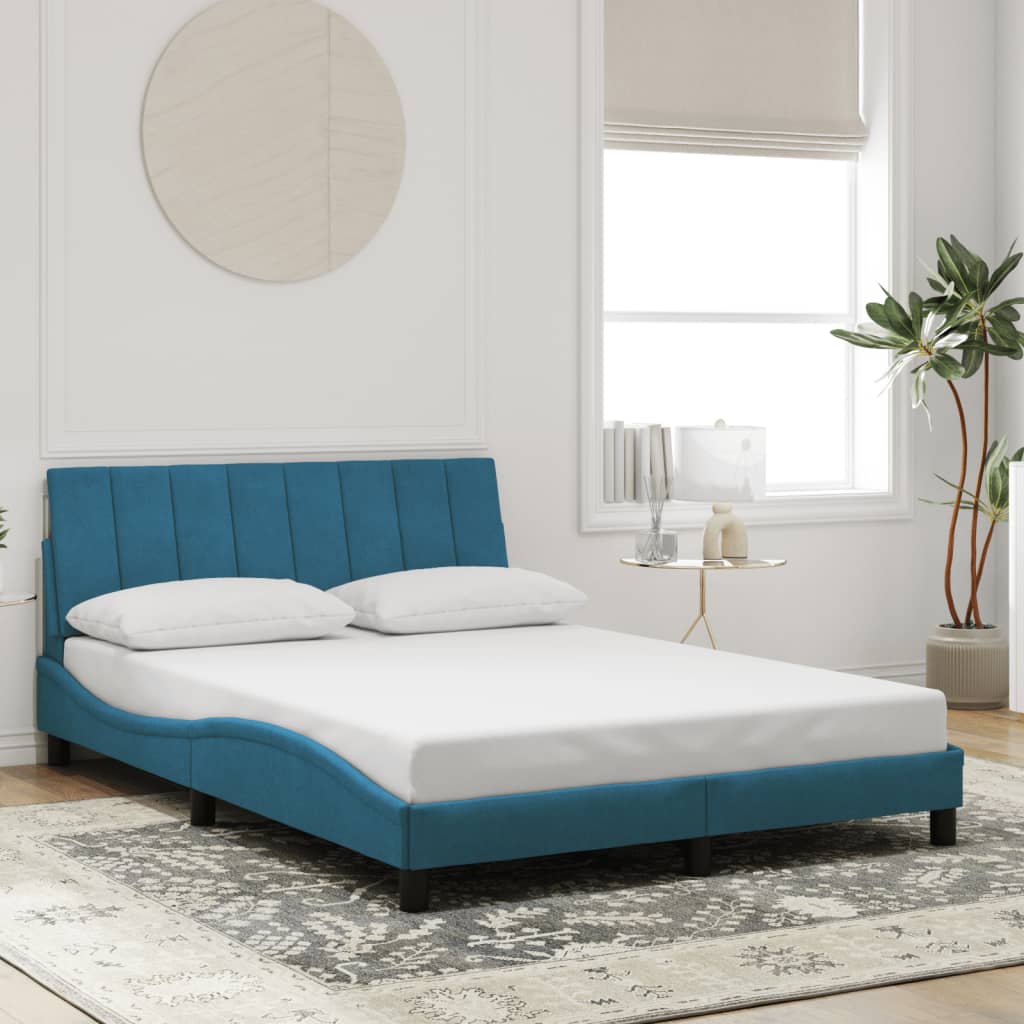 Cadre de lit avec LED sans matelas bleu 120x200 cm velours