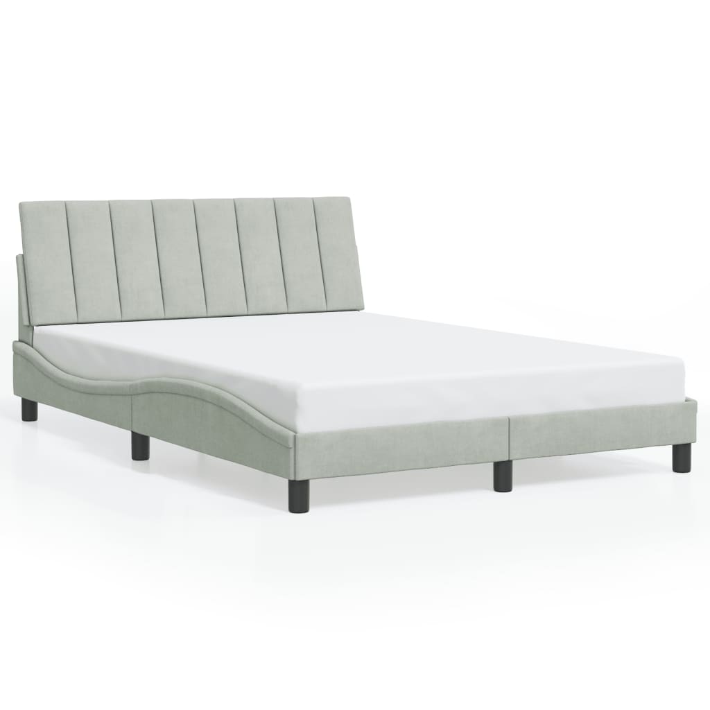 Cadre de lit avec LED sans matelas gris clair 140x190cm velours