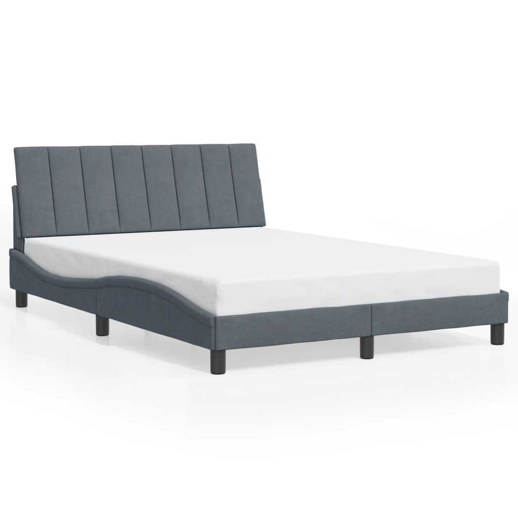 Cadre de lit avec LED sans matelas gris foncé 140x190cm velours