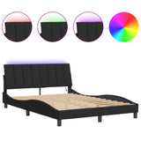 Bed frame with LED without mattress black 140x190 cm velvet