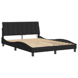 Bed frame with LED without mattress black 140x190 cm velvet