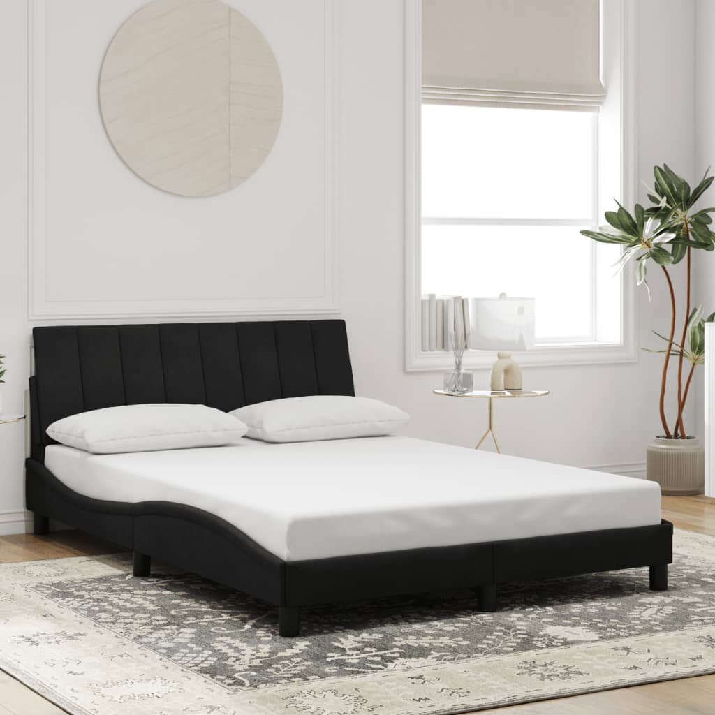 Cadre de lit avec LED sans matelas noir 140x190 cm velours