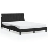 Bed frame with LED without mattress black 140x190 cm velvet