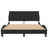 Bed frame with LED without mattress black 140x190 cm velvet