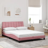 Cadre de lit avec LED sans matelas rose 140x190cm velours