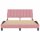 Cadre de lit avec LED sans matelas rose 140x190cm velours