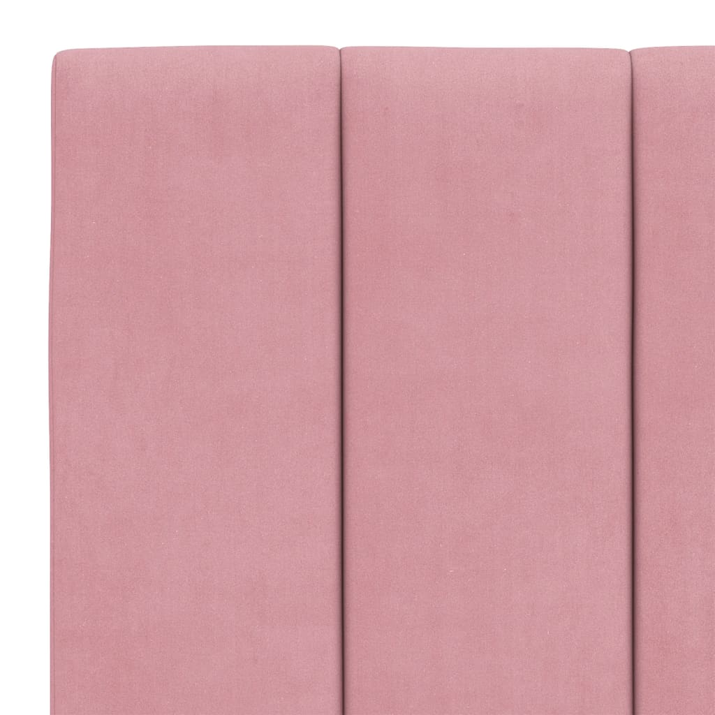 Cadre de lit avec LED sans matelas rose 140x190cm velours