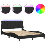 Bed frame with LED without mattress black 140x200 cm velvet