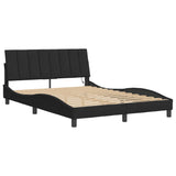 Bed frame with LED without mattress black 140x200 cm velvet