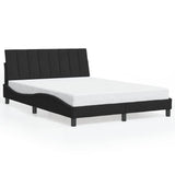 Bed frame with LED without mattress black 140x200 cm velvet