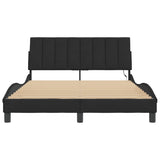 Bed frame with LED without mattress black 140x200 cm velvet