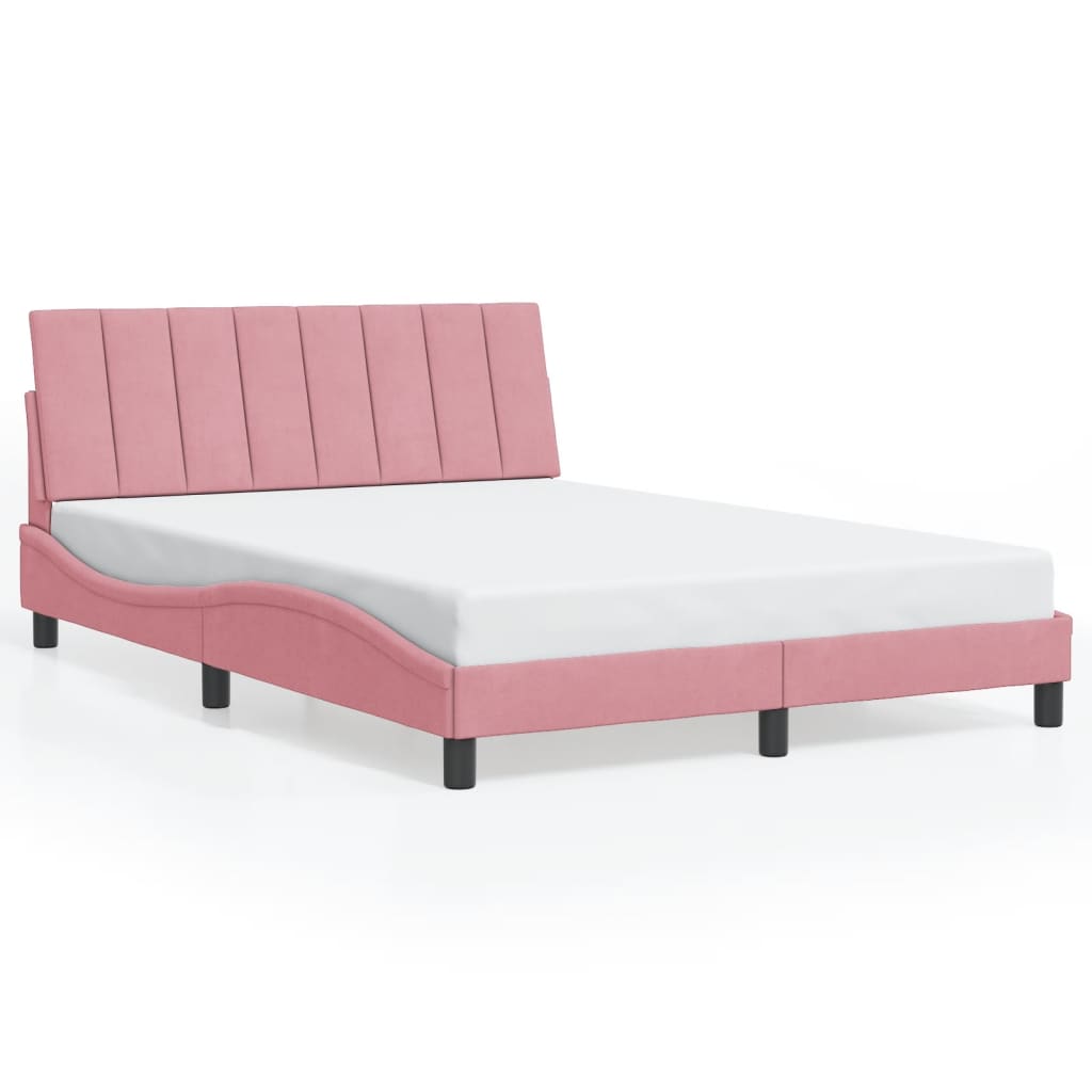 Cadre de lit avec LED sans matelas rose 140x200 cm velours