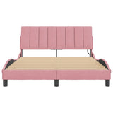 Cadre de lit avec LED sans matelas rose 140x200 cm velours