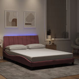 Cadre de lit avec LED sans matelas rose 140x200 cm velours