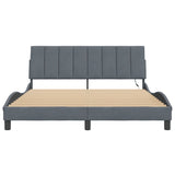 Cadre de lit avec LED sans matelas gris foncé 160x200cm velours