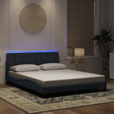 Cadre de lit avec LED sans matelas gris foncé 160x200cm velours