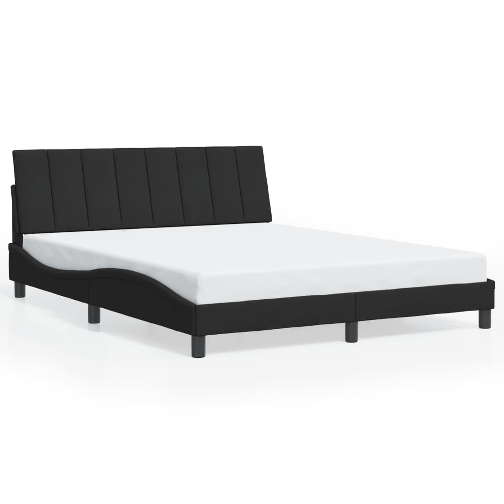 Cadre de lit avec LED sans matelas noir 160x200 cm velours