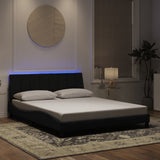 Cadre de lit avec LED sans matelas noir 160x200 cm velours