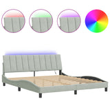 Cadre de lit avec LED sans matelas gris clair 180x200cm velours