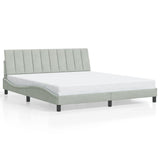 Cadre de lit avec LED sans matelas gris clair 180x200cm velours