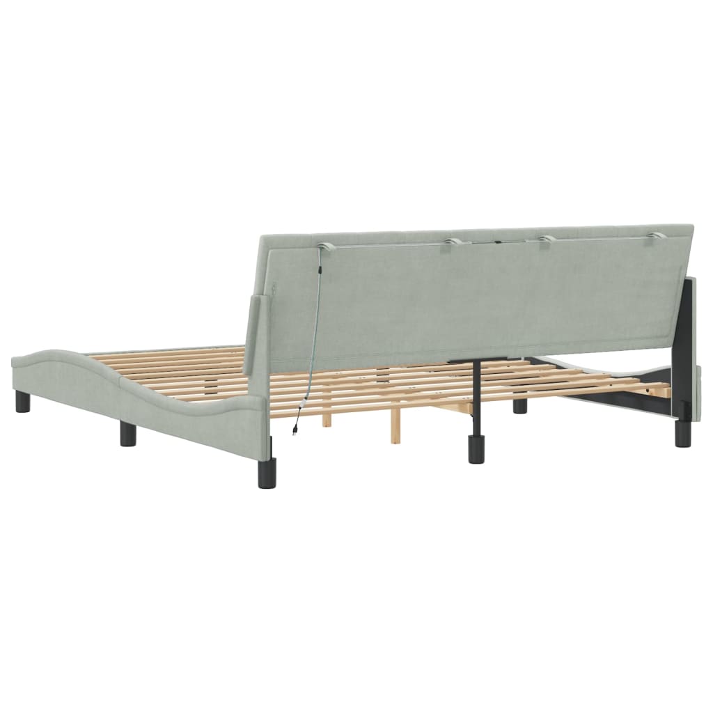 Cadre de lit avec LED sans matelas gris clair 180x200cm velours