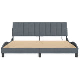 Cadre de lit avec LED sans matelas gris foncé 180x200cm velours