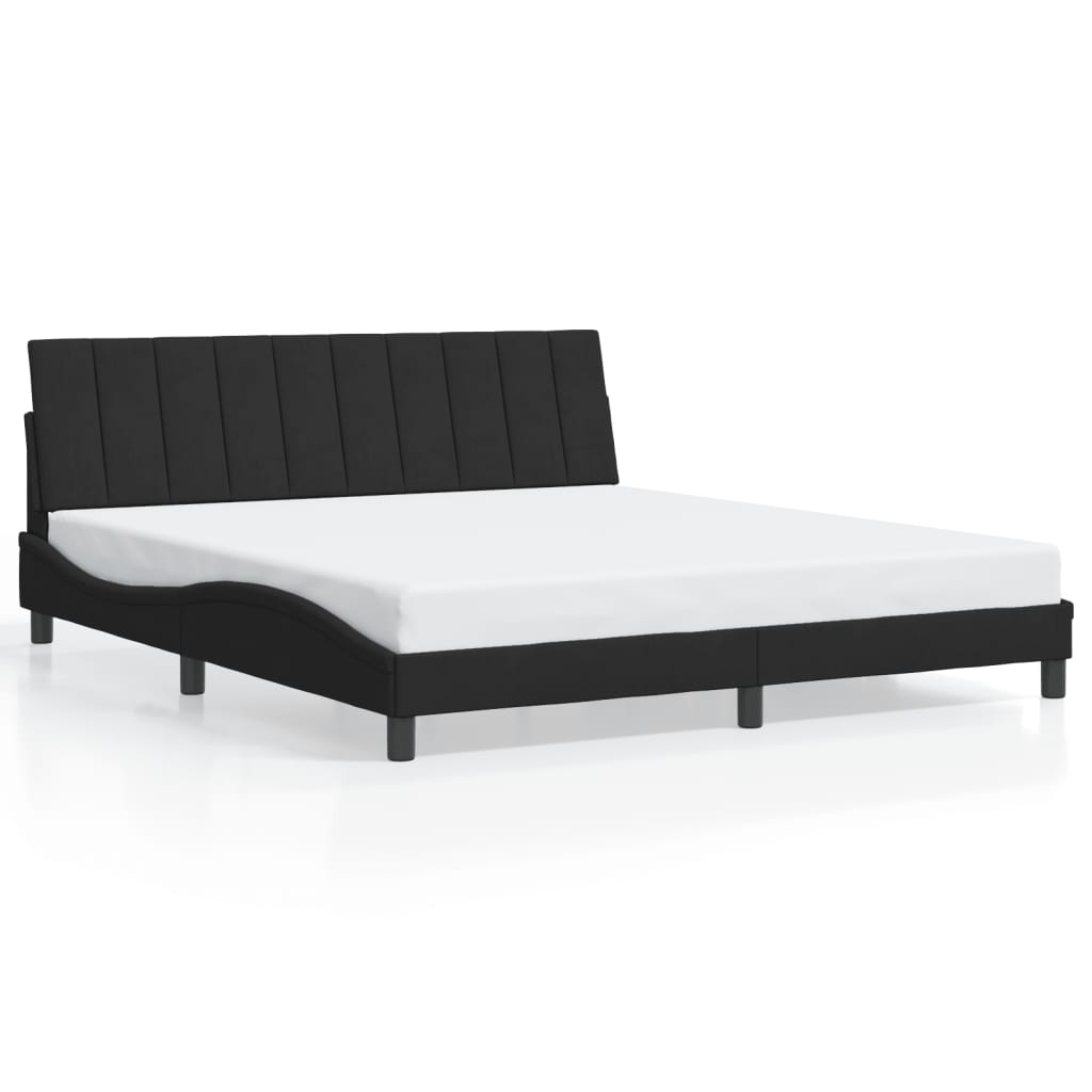 Bed frame with LED without mattress black 180x200 cm velvet